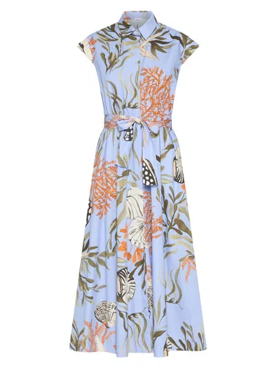 Marella Women's Stretch Cotton Shirt Dress In Blue