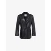 MARELLA WOMENS BLACK MARELLA X EMILY RATAJKOWSKI NOTCHED-LAPEL REGULAR-FIT LEATHER BLAZER