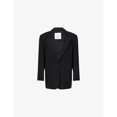 Marella Womens  X Emily Ratajkowski Notched-lapel Regular-fit Linen-blend Blazer In Black
