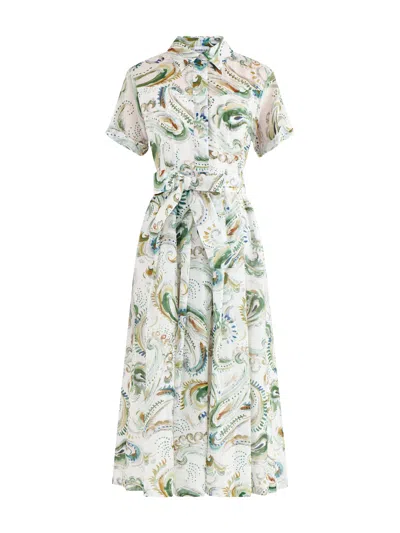 Marella Womens Galli Cotton Silk Shirt Dress White