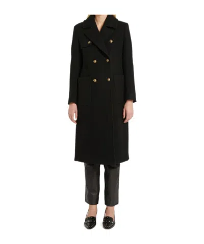 Marella Wool Blend Bouclé Coat In Black