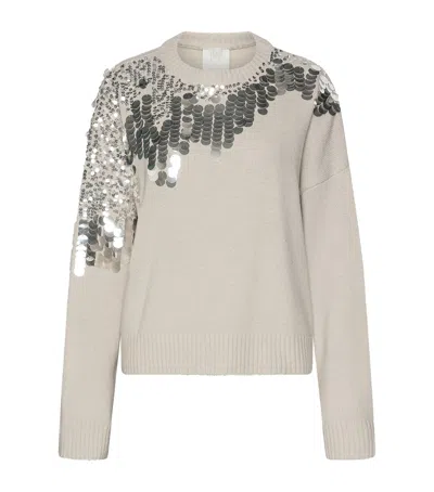 Marella Wool Sequinned Sweater In Neutral