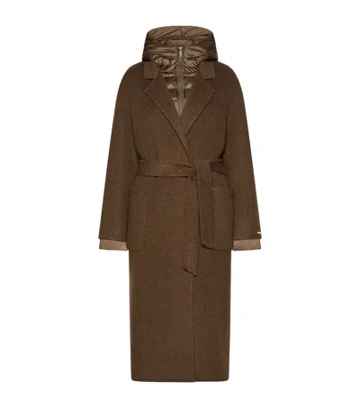 Marella Wool-alpaca Layered Coat In Brown