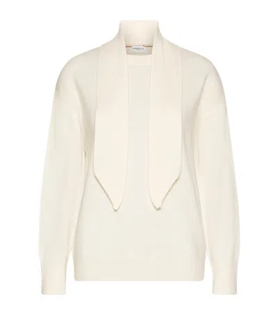 Marella Wool-cashmere Scarf-detail Sweater In Neutral
