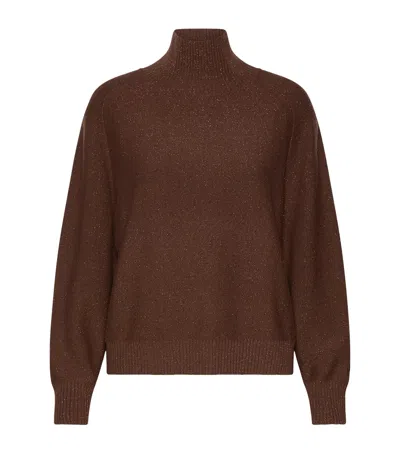 Marella Wool-cashmere Sequinned Sweater In Brown