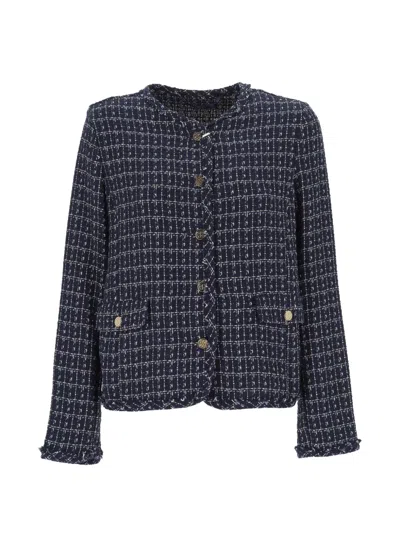 Marella Woven-texture Jacket In Blue