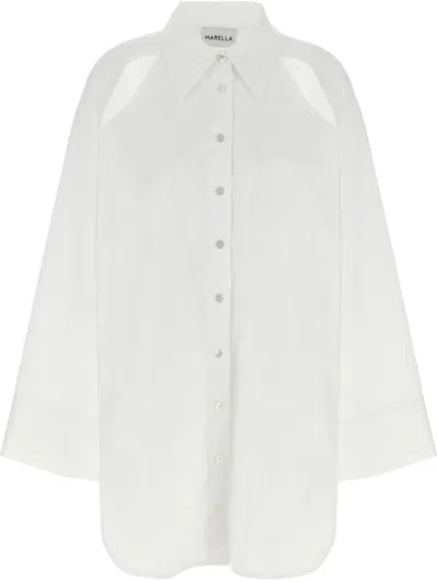 Marella Womens Optical White Gardena Oversized-fit Cotton Shirt