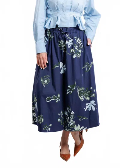 Marella Zambia Printed Skirt In Navy In Blue