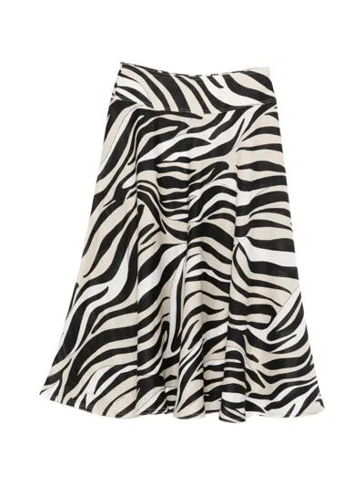 Marella Zebra Print Midi Skirt In Multi