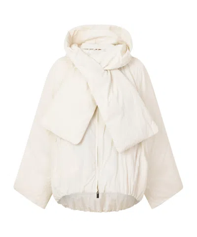 Marella Zip-up Hooded Casual Jacket In White