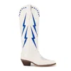 Marfa Boots Women's The Lex Faux Leather Boot In Blue In White