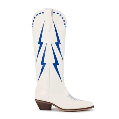 Marfa Boots Women's The Lex Faux Leather Boot In Blue In White