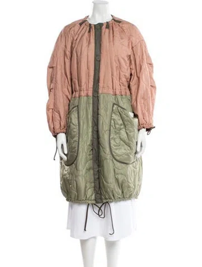 Pre-owned Marfa Stance Colorblock Pattern Coat In Green