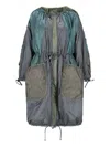 Marfa Stance Parachute Patchwork Reversible Parka In Blue