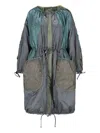 Marfa Stance Parachute Patchwork Reversible Parka In Green