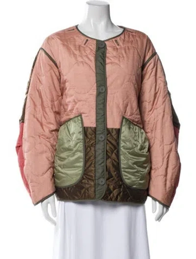 Pre-owned Marfa Stance Plaid Print Coat In Pink