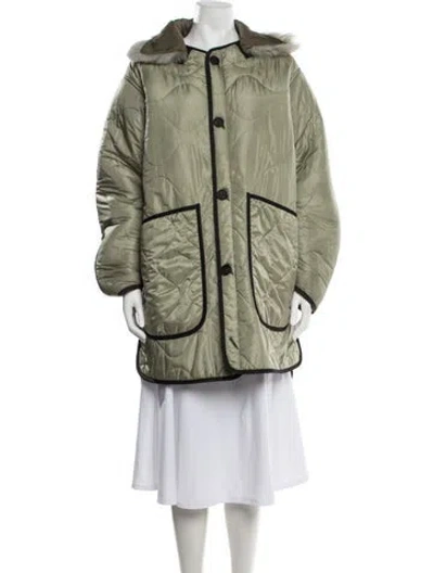 Pre-owned Marfa Stance Shearling Down Coat In Green