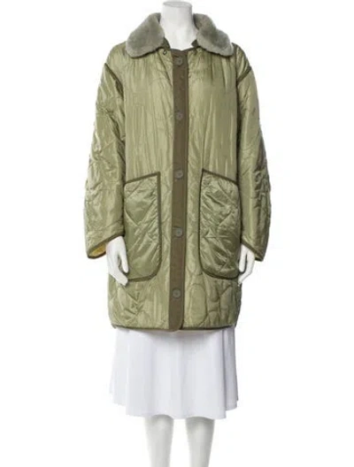Pre-owned Marfa Stance Shearling Fur Coat In Green