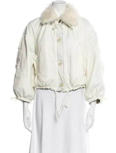 Pre-owned Marfa Stance Shearling Fur Jacket In White
