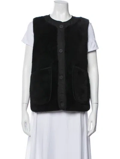 Pre-owned Marfa Stance Shearling Vest In Black