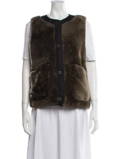 Pre-owned Marfa Stance Shearling Vest In Brown