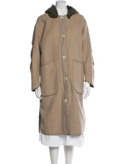 Pre-owned Marfa Stance Virgin Wool Patterned Coat In Neutral