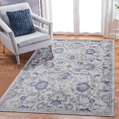 Marfi Collection 8x10 Blue / Silver / Oriental Area Rug In Gray