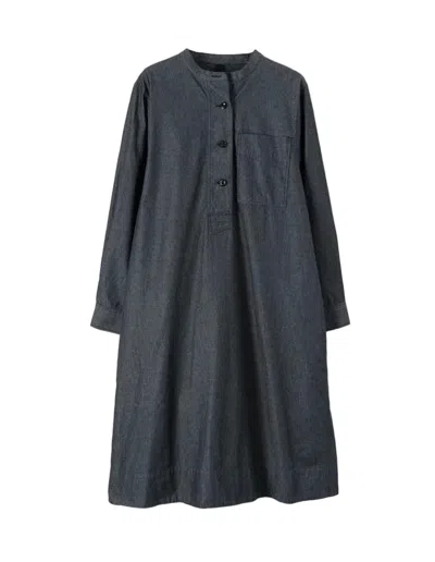 Margaret Howell A-line Midi Dress With Textured Fabric In Gray