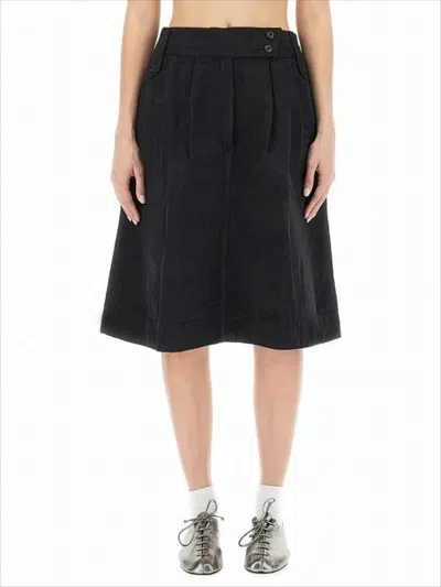 Margaret Howell A-line Midi Skirt With Button-detail Waistband In Animal Print