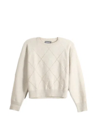 Margaret Howell Argyle Raglan-sleeve Sweater In White