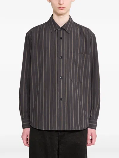 Margaret Howell Basic Striped Shirt In Black