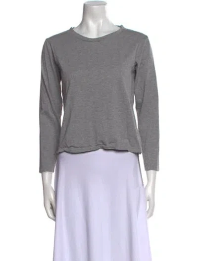 Pre-owned Margaret Howell Bateau Neckline Three-quarter Sleeve Crop Top In Gray