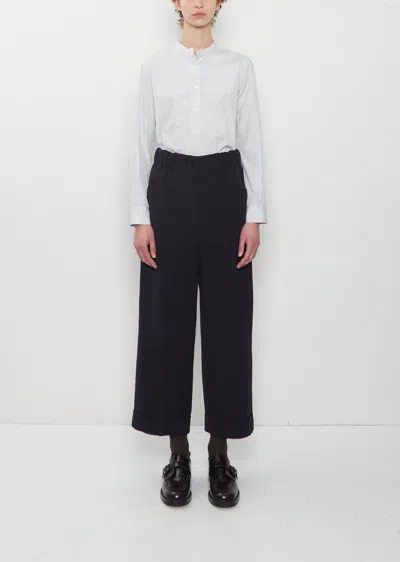 Margaret Howell Brushed Fluid Wool Twill Relaxed Crop Pants In Blue