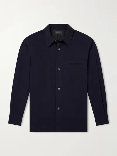 Margaret Howell Brushed Wool-twill Shirt In Blue