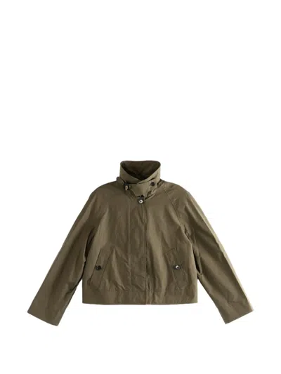 Margaret Howell Buckle-collar Raglan-sleeve Jacket In Green