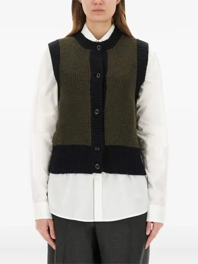 MARGARET HOWELL BUTTONED SLEEVELESS CARDIGAN