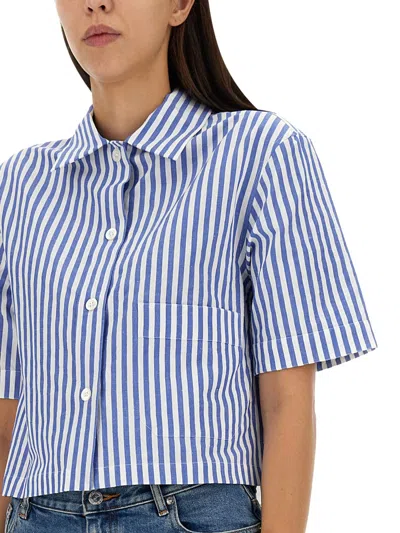 Margaret Howell Candy Stripe Shirt In Blue