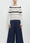 Margaret Howell Cashmere Cotton Roll Edge Jumper In Mother Of Pearl / Ink
