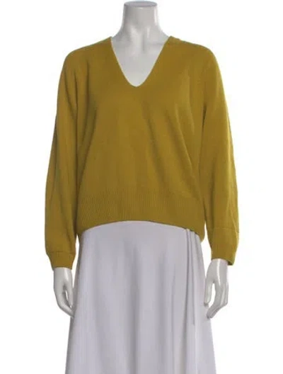 Pre-owned Margaret Howell Cashmere V-neck Sweater In Yellow