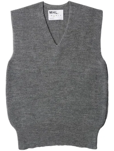Margaret Howell Chunky-ribbed Virgin-wool Vest In Grey