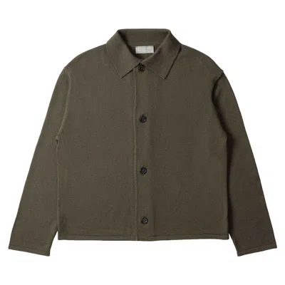 Pre-owned Margaret Howell Collared Cardigan Japanese Spun Merino 'khaki' | Tan | Men's Size L