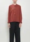 Margaret Howell Collarless Cotton Shirt In Brown
