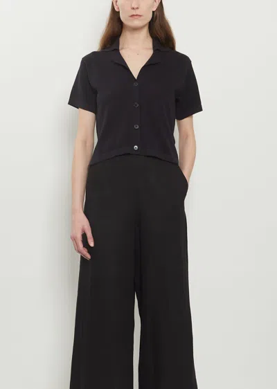 Margaret Howell Cotton Cashmere Short Sleeve Shirt In Black