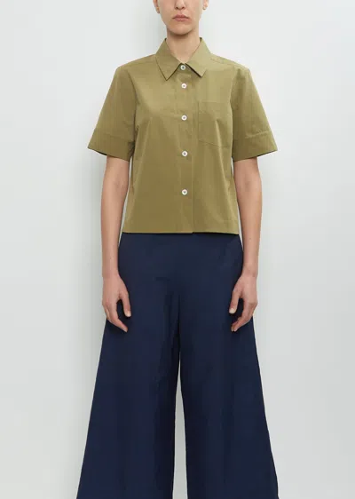 Margaret Howell Cotton Cuff Small Shirt In Warm Olive