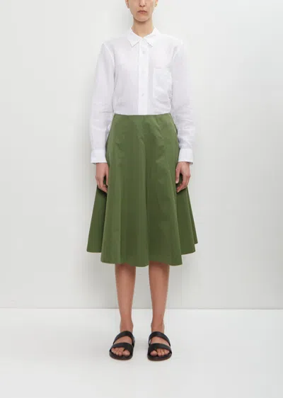 Margaret Howell Cotton Flared Skirt In Moss