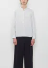 Margaret Howell Cotton Micro Stripe Pull On Collarless Shirt In Multi