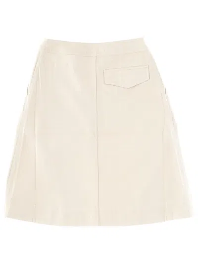 Margaret Howell Cotton-wool Blend Midi Skirt In White