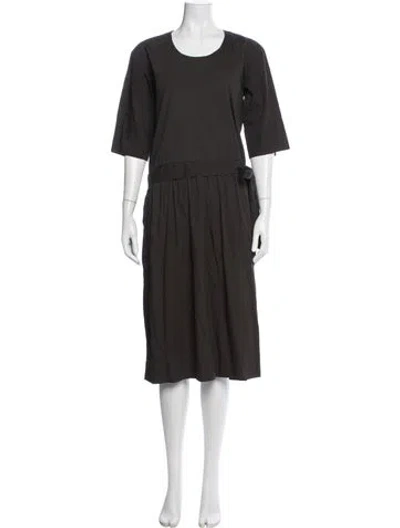 Pre-owned Margaret Howell Crew Neck Midi Length Dress In Green