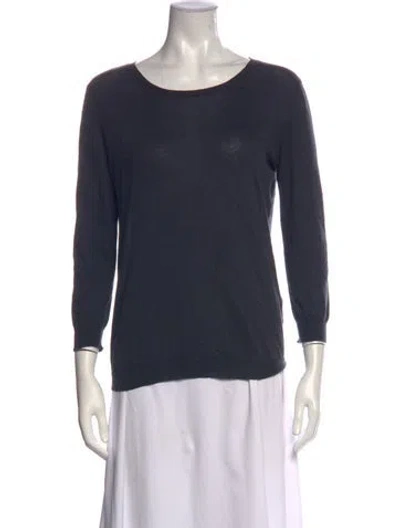 Pre-owned Margaret Howell Crew Neck Three-quarter Sleeve Top In Blue