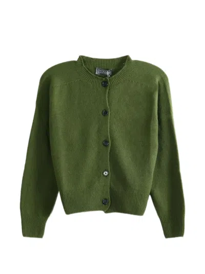 Margaret Howell Crew-neck Button-up Cardigan In Green